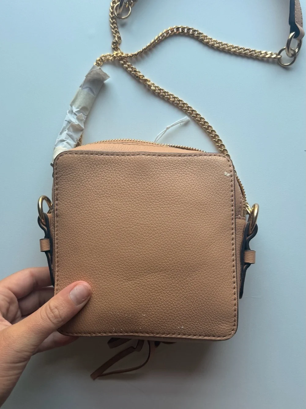 See By Chloe Blush Pink Suede & Leather Crossbody with Gold Ring